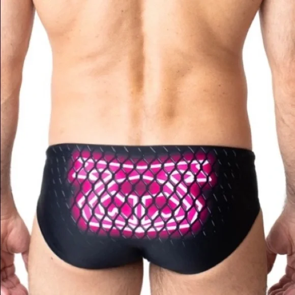 NASTY PIG Radiate Bikini Swim Brief Size Large Black & Hot Pink - Picture 4 of 4